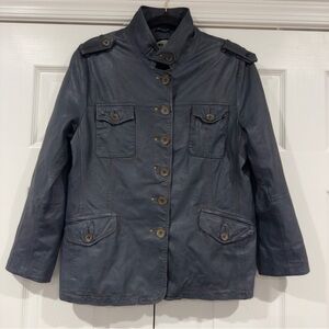 Siosi Carlos Albanez Blue Soft Military Style 100% Leather Jacket  Women Size 10
